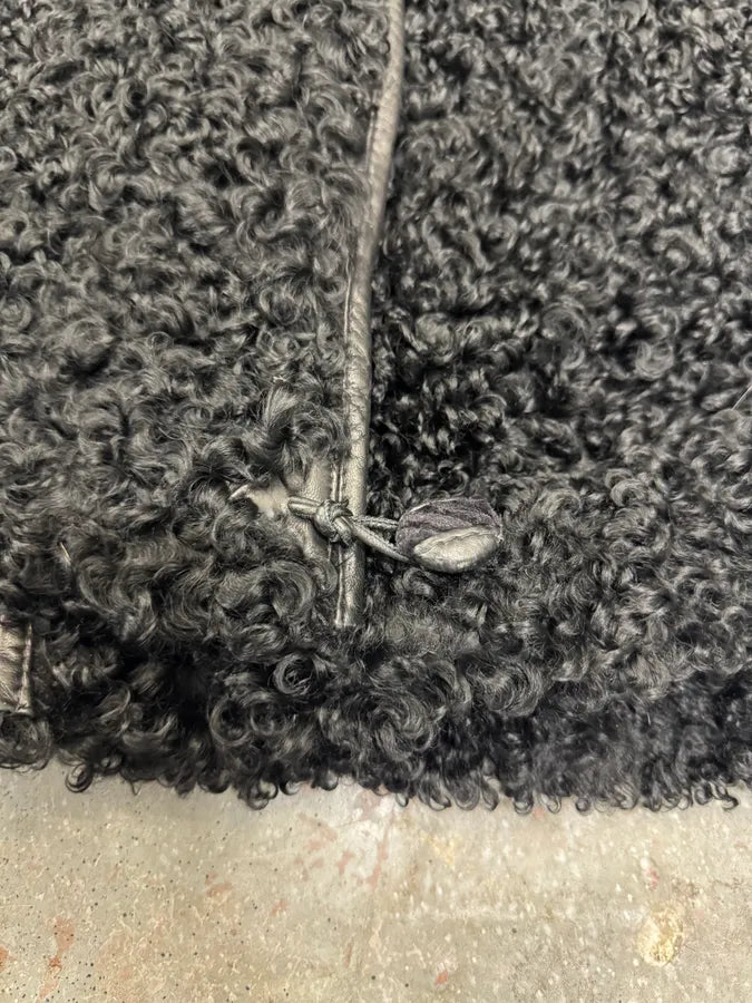 1980s Gianni Versace Black Astrakhan Fur Long Jacket (S/M) 6