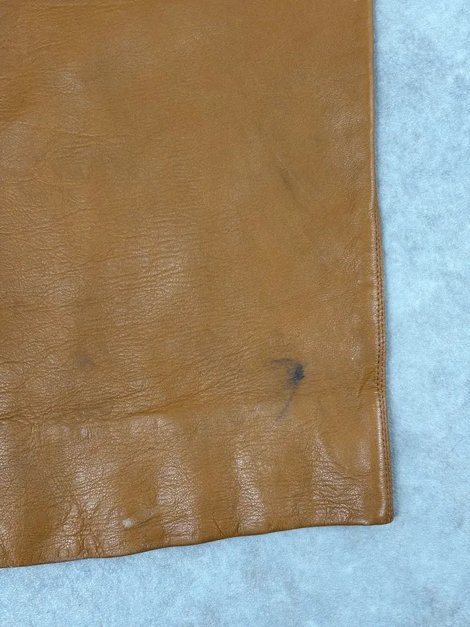 1980s Gianni Versace Cognac Leather Pants bxMcFYK 9