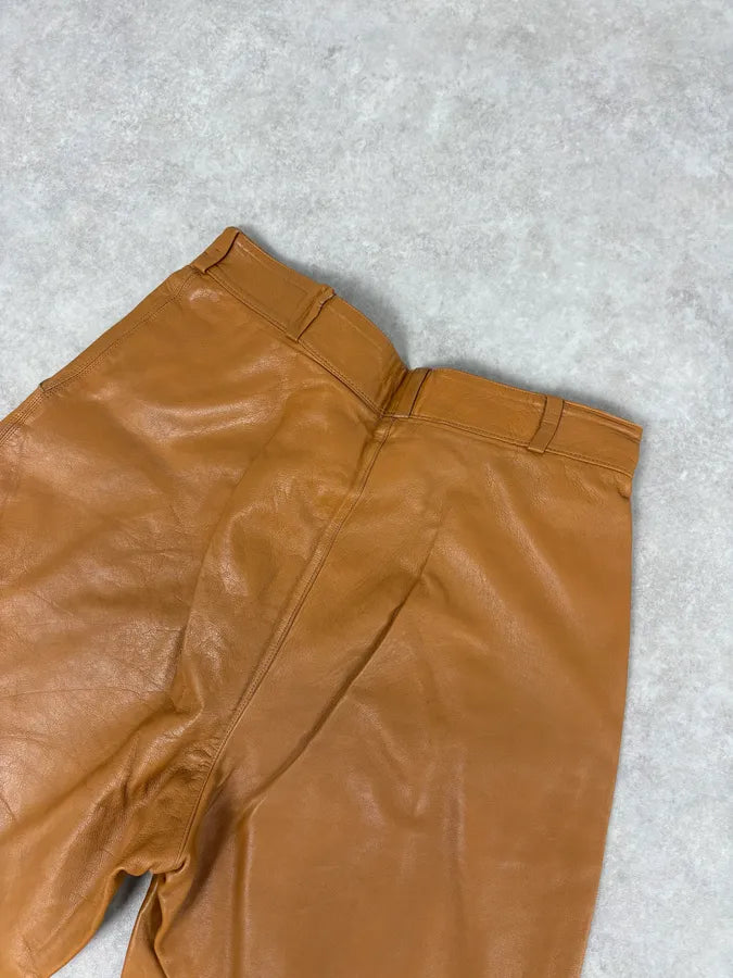 1980s Gianni Versace Cognac Leather Pants bxMcFYK 6