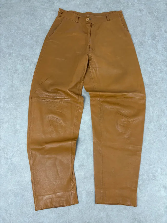1980s Gianni Versace Cognac Leather Pants bxMcFYK 2