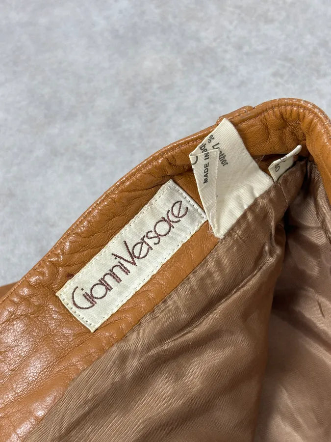 1980s Gianni Versace Cognac Leather Pants bxMcFYK 10