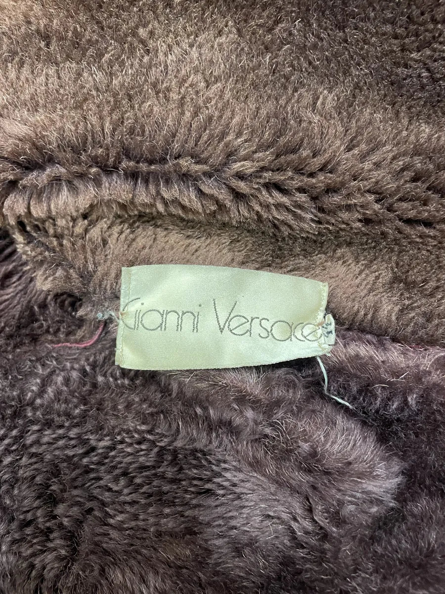 1980s Gianni Versace Molding Caramel Suede Leather Long Jacket (S) 5