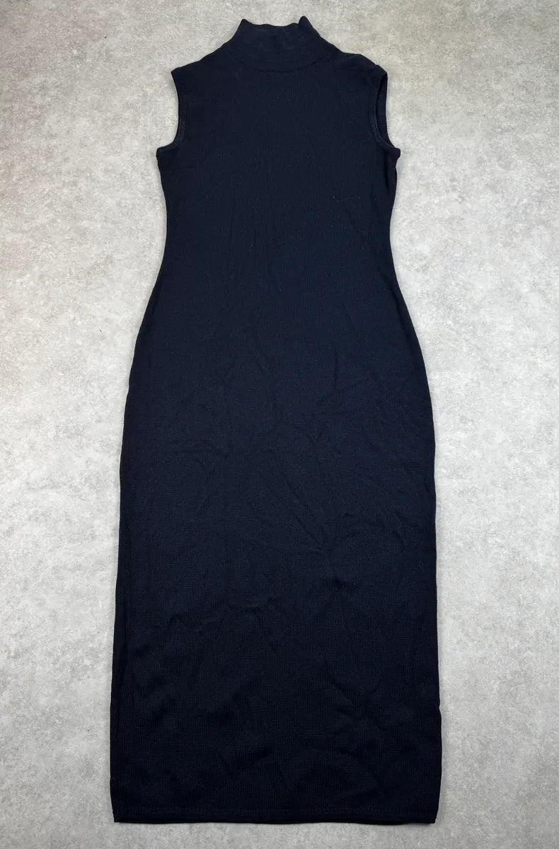 1980s Gianni Versace Navy Classy Wool Dress lRjCqhr 0