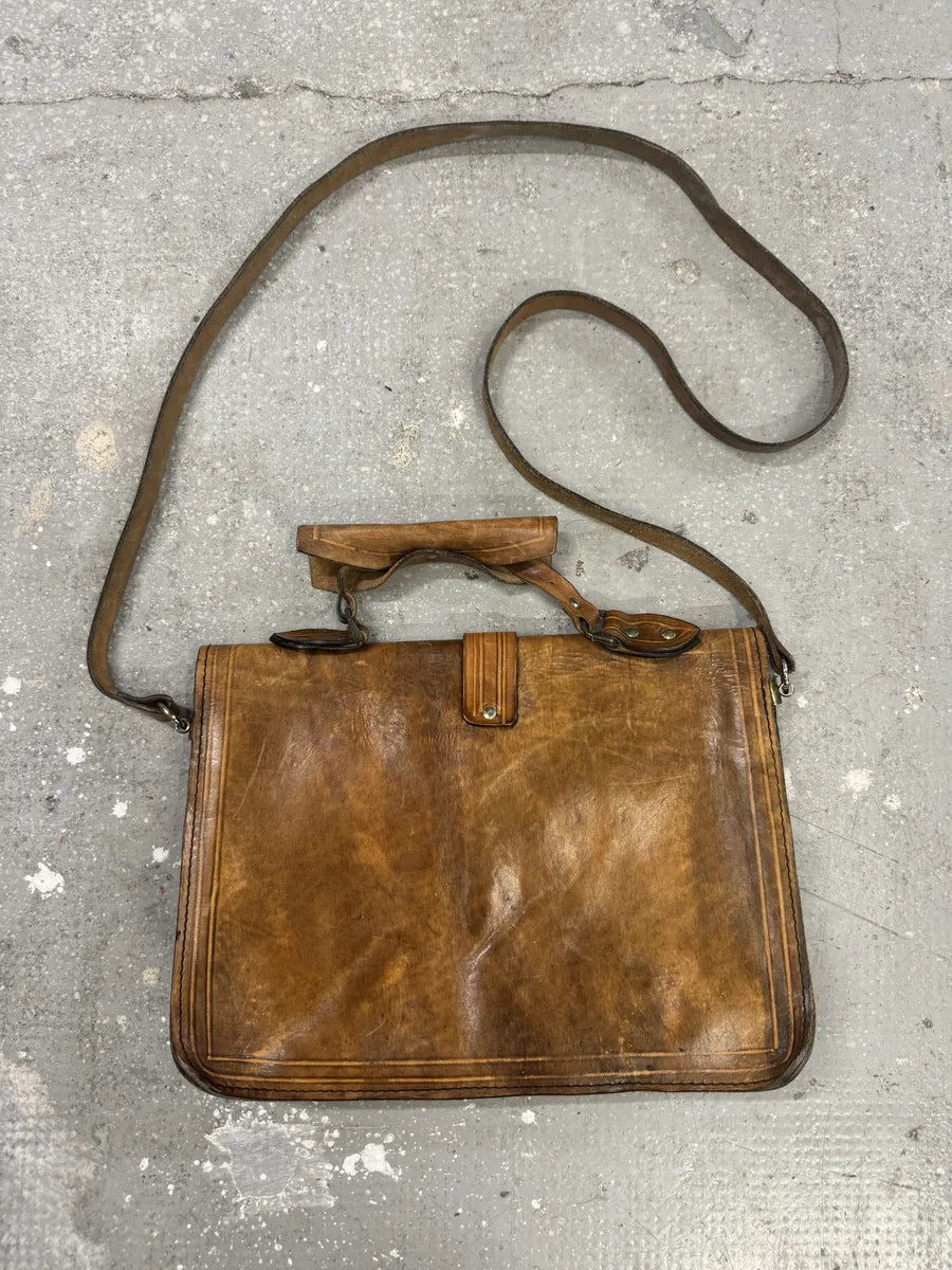 1980s Giorgio Armani Brown Leather Shoulder Bag (null) 1