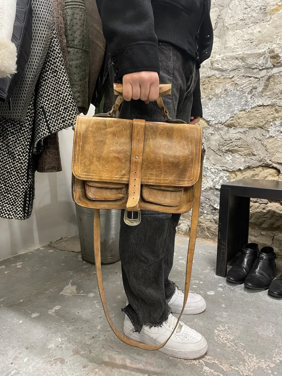 1980s Giorgio Armani Brown Leather Shoulder Bag (null) 3