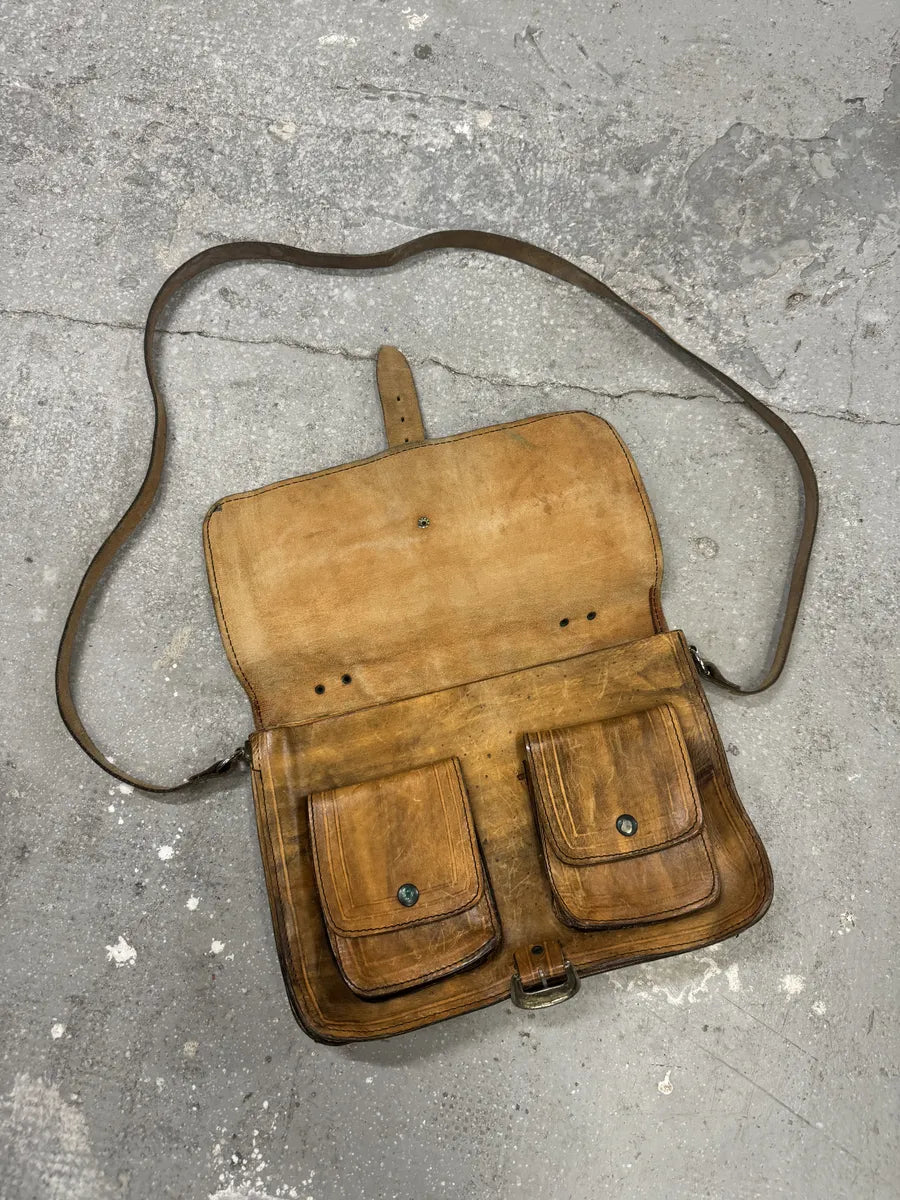 1980s Giorgio Armani Brown Leather Shoulder Bag (null) 4