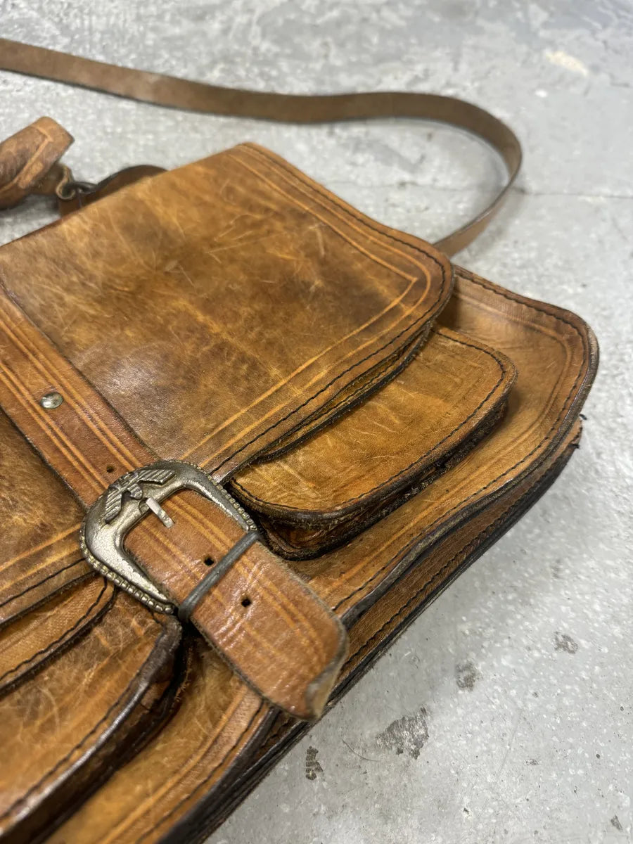 1980s Giorgio Armani Brown Leather Shoulder Bag (null) 5