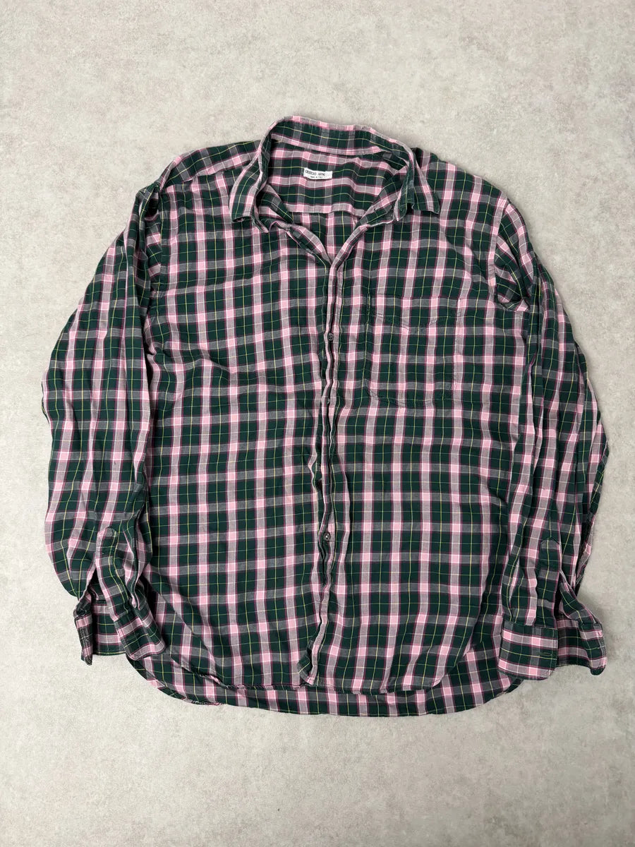 1980s Giorgio Armani Green & Pink Checkered Shirt QWSsElp 0