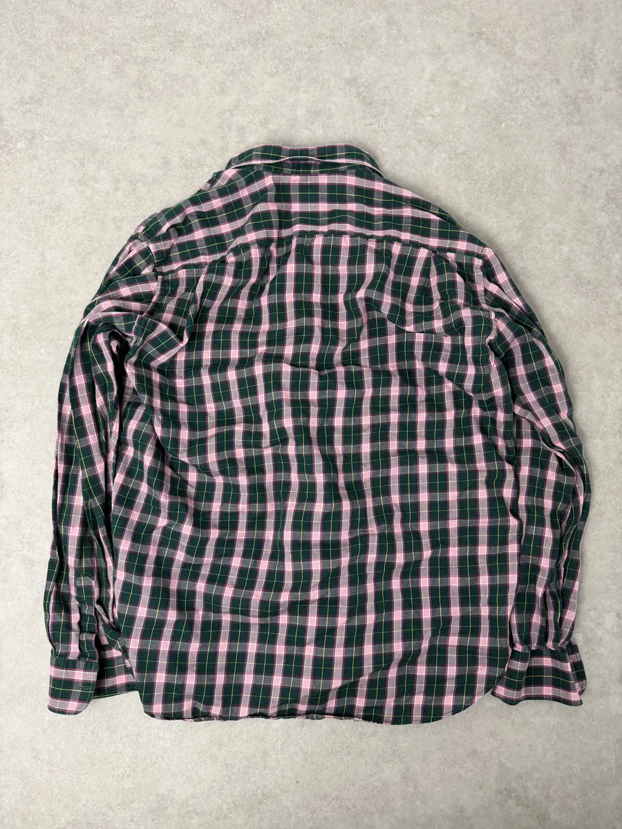 1980s Giorgio Armani Green & Pink Checkered Shirt QWSsElp 1