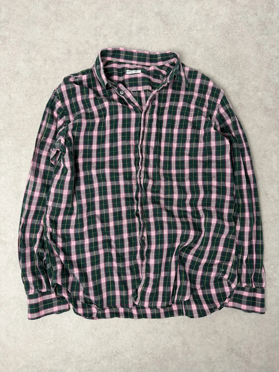 1980s Giorgio Armani Green & Pink Checkered Shirt QWSsElp 4