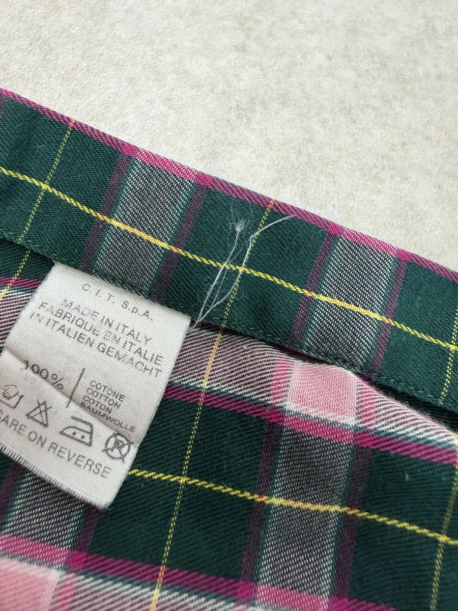 1980s Giorgio Armani Green & Pink Checkered Shirt QWSsElp 7