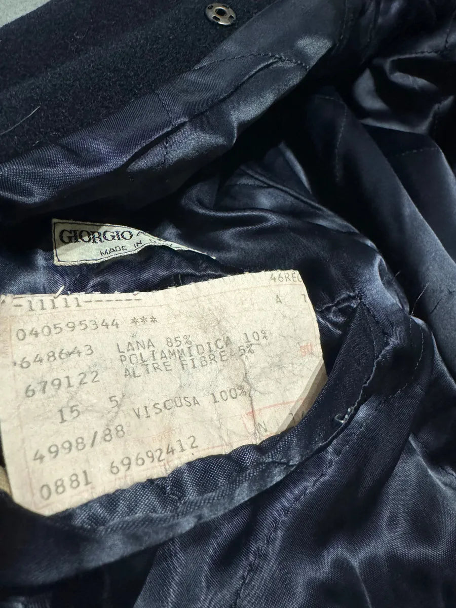 1980s Giorgio Armani Navy Wool Premium Coat (M) SOuqqmO 3