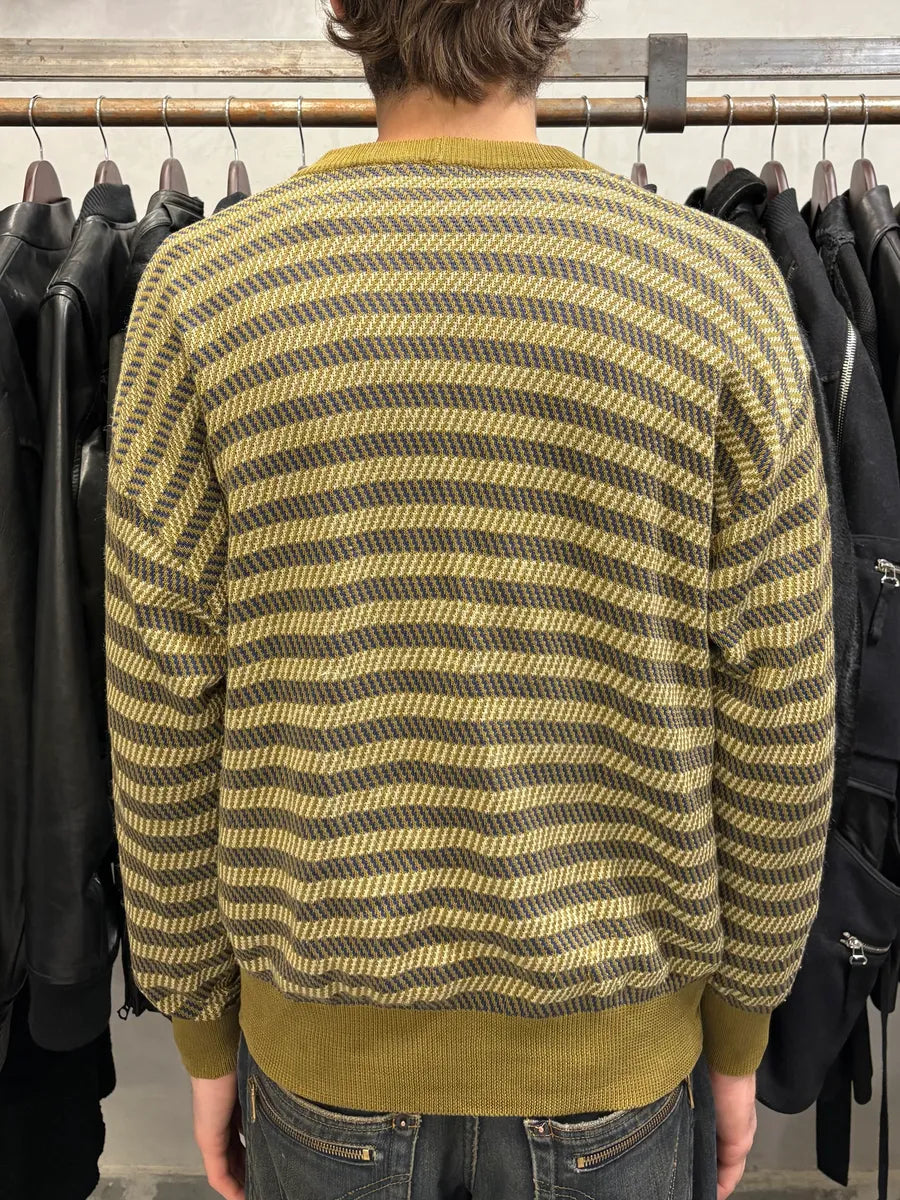 1980s Giorgio Armani Olive Striped Cardigan cVkVqzg 2