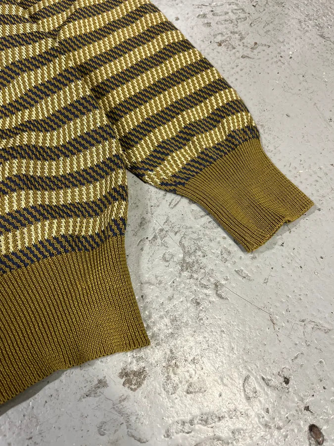 1980s Giorgio Armani Olive Striped Cardigan cVkVqzg 6
