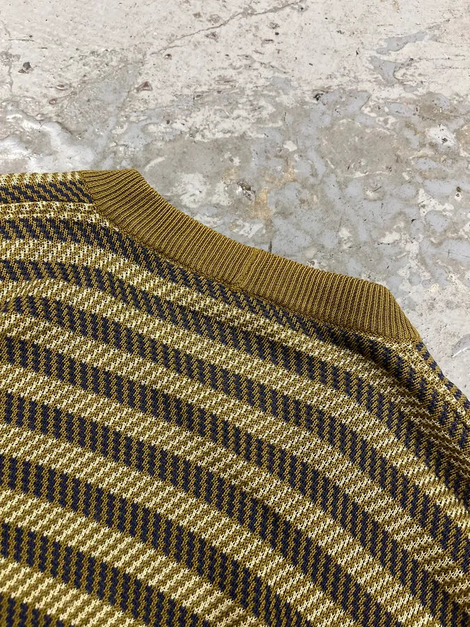 1980s Giorgio Armani Olive Striped Cardigan cVkVqzg 8