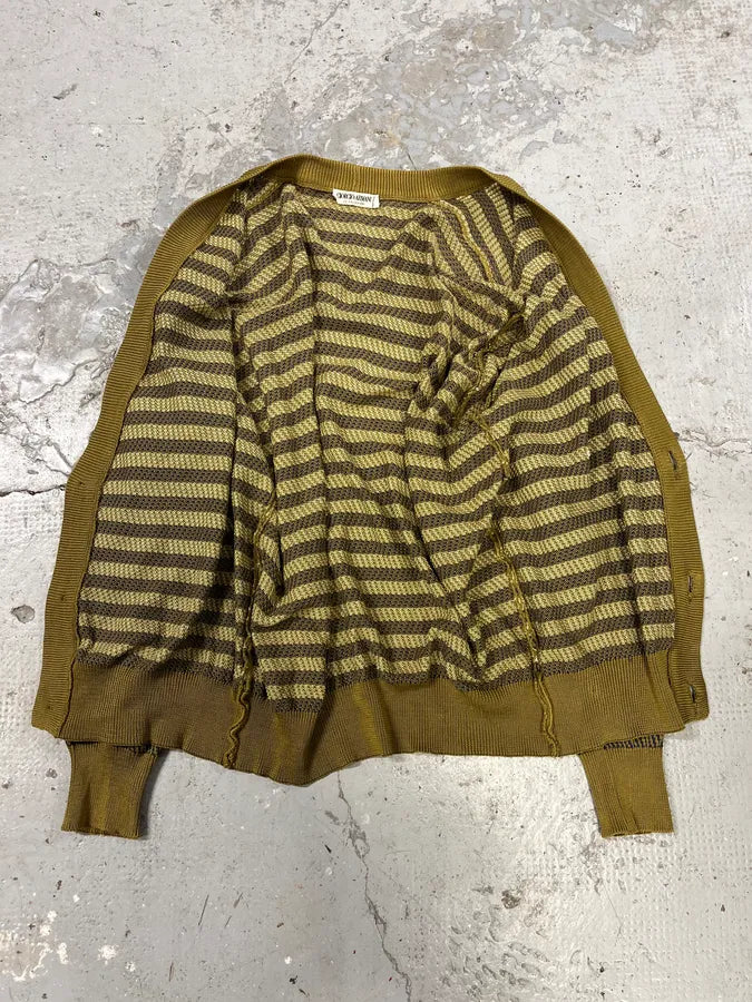 1980s Giorgio Armani Olive Striped Cardigan cVkVqzg 9