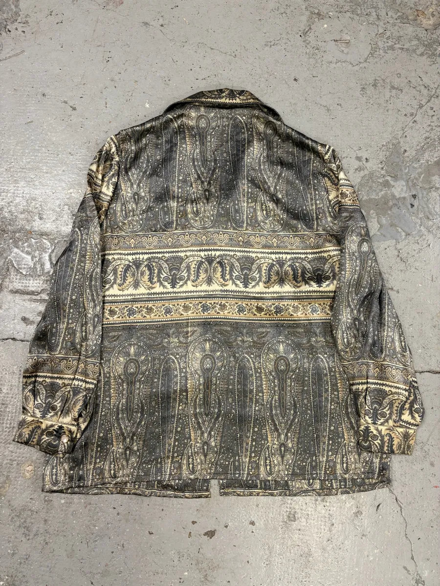 1980s Giorgio Armani Silk Medieval Cozy Shirt (XS/S) rmmpKle 3