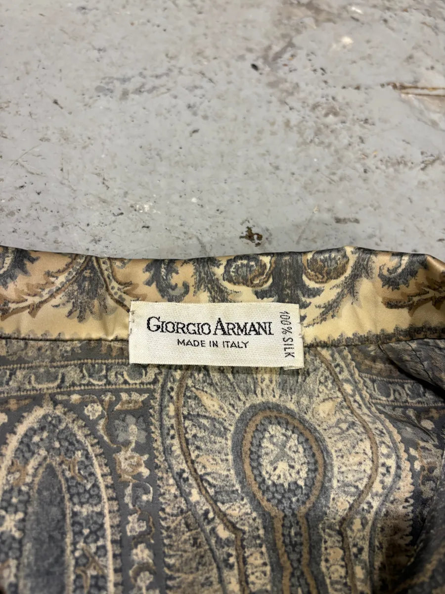 1980s Giorgio Armani Silk Medieval Cozy Shirt (XS/S) rmmpKle 5