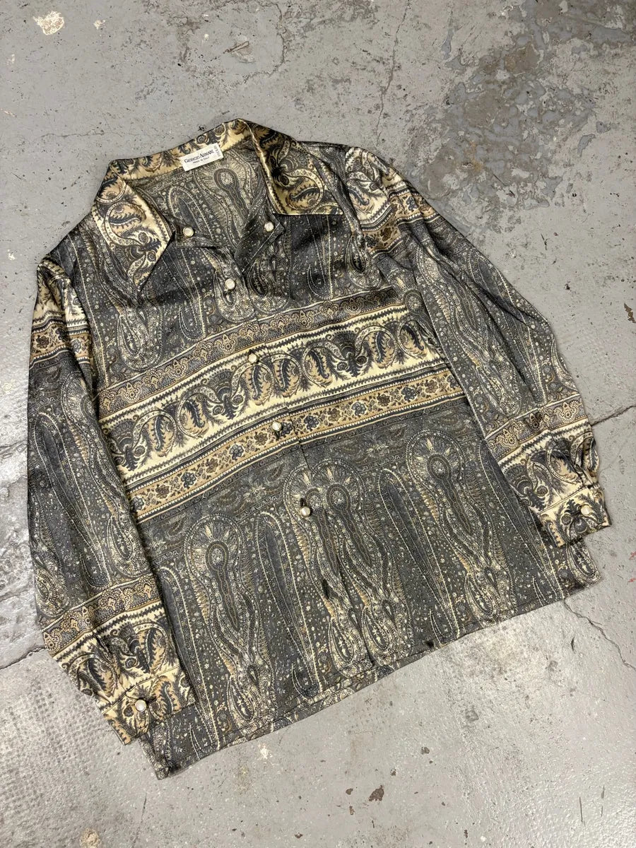 1980s Giorgio Armani Silk Medieval Cozy Shirt (XS/S) rmmpKle 7