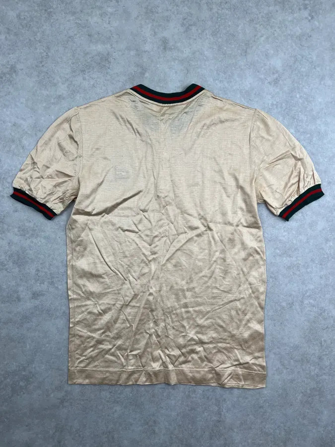 1980s Gucci Gold Mao Collar Polo T-Shirt LlhkLyh 3