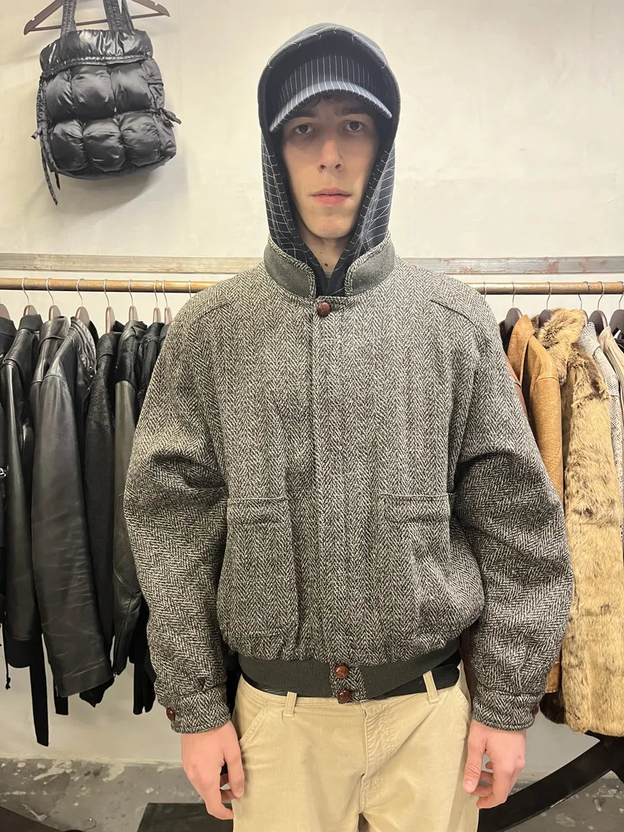 1980s Gucci Grey Wool Oversized Bomber Jacket hJZzHUC 1
