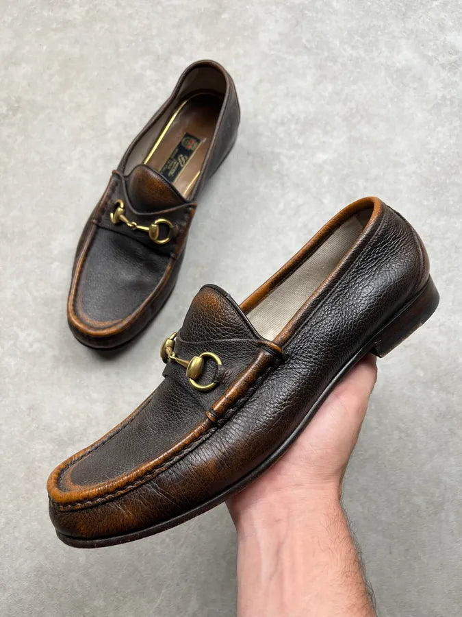 1980s Gucci Horsebit Brown Leather Loafer Shoes cwZIdnC 0