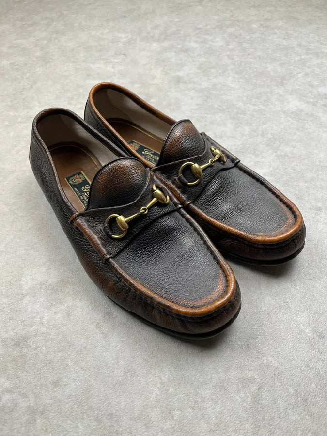 1980s Gucci Horsebit Brown Leather Loafer Shoes cwZIdnC 1