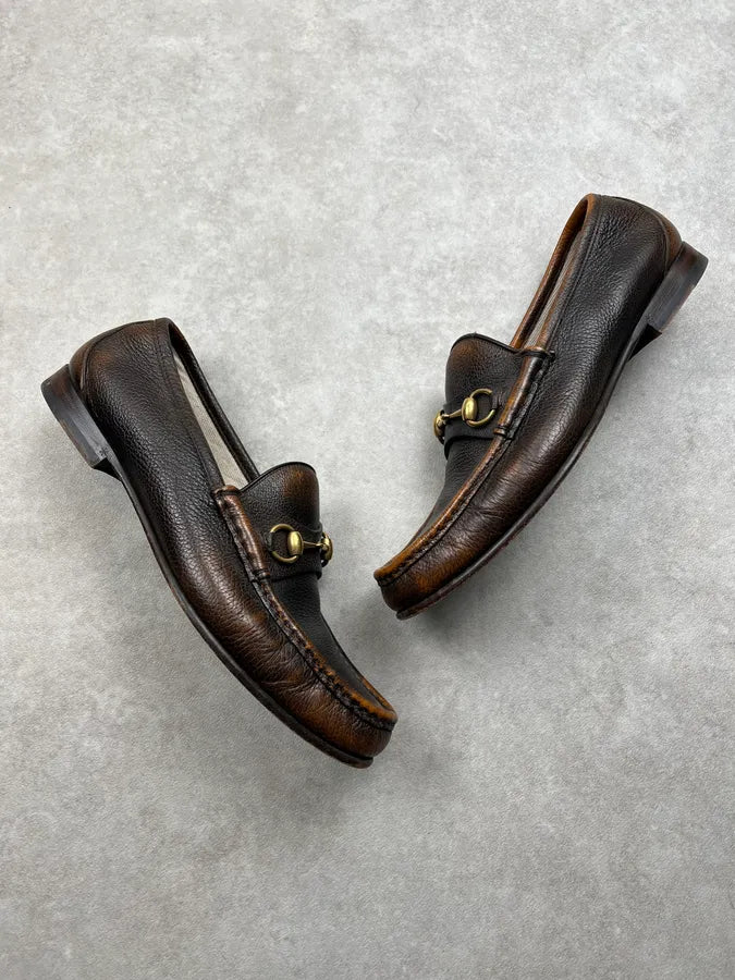 1980s Gucci Horsebit Brown Leather Loafer Shoes cwZIdnC 2