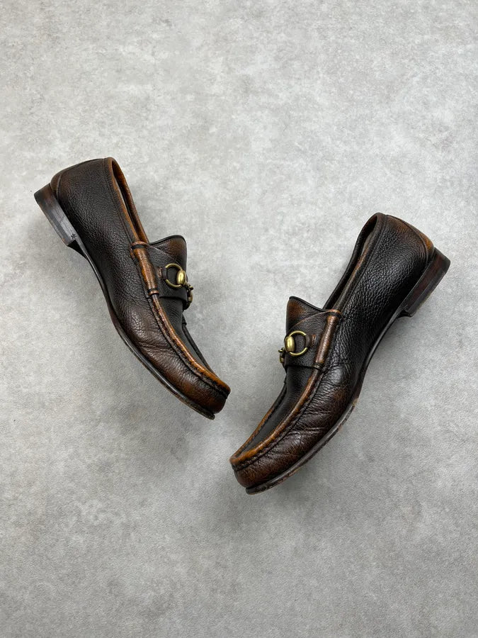 1980s Gucci Horsebit Brown Leather Loafer Shoes cwZIdnC 3