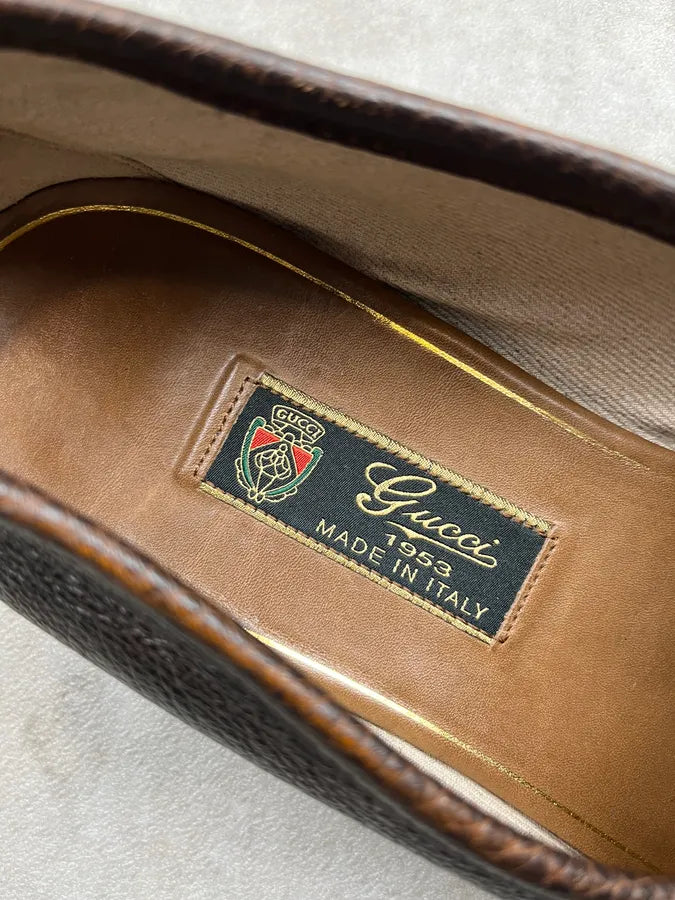 1980s Gucci Horsebit Brown Leather Loafer Shoes cwZIdnC 7