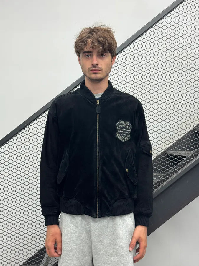 1980s Issey Miyake Hai Black Suede Leather Bomber Jacket vKbPZvD 2
