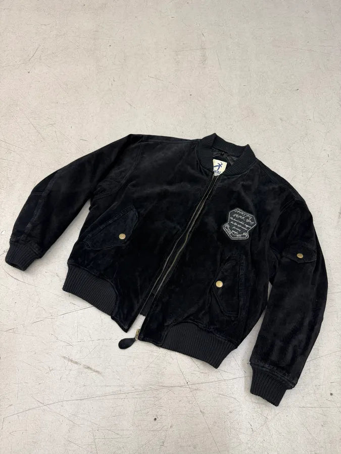 1980s Issey Miyake Hai Black Suede Leather Bomber Jacket vKbPZvD 4