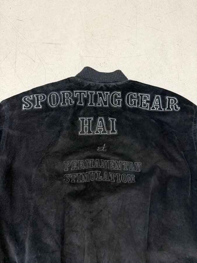 1980s Issey Miyake Hai Black Suede Leather Bomber Jacket vKbPZvD 6
