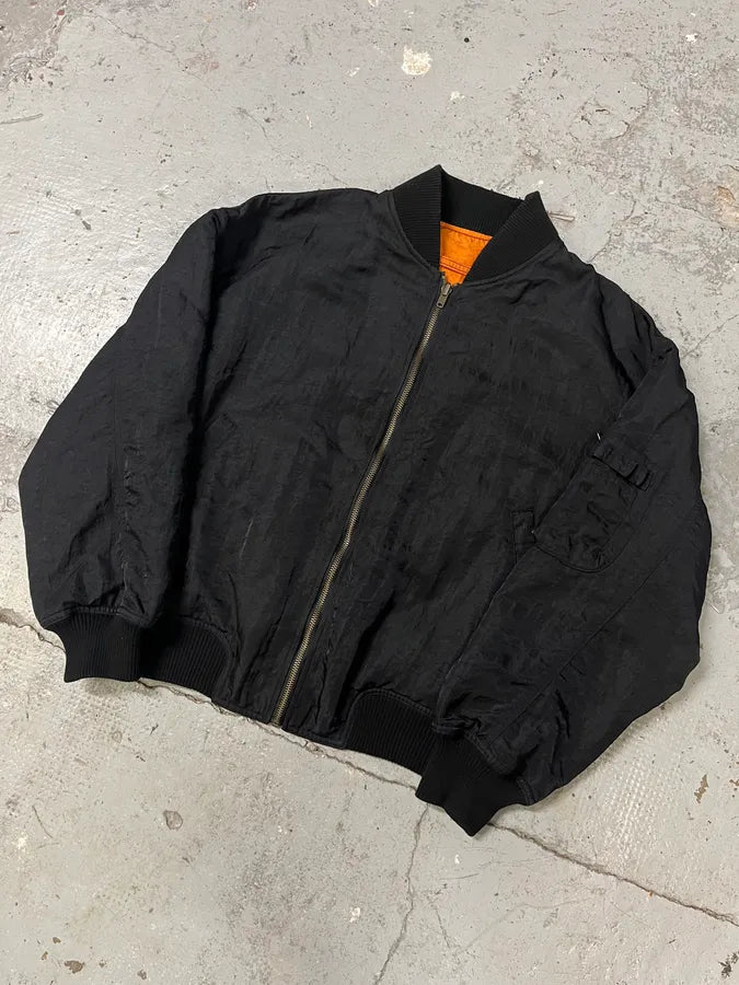 1980s Kansai Yamamoto Black & Orange Reversible Bomber Jacket (S/M) dkDulbz 4