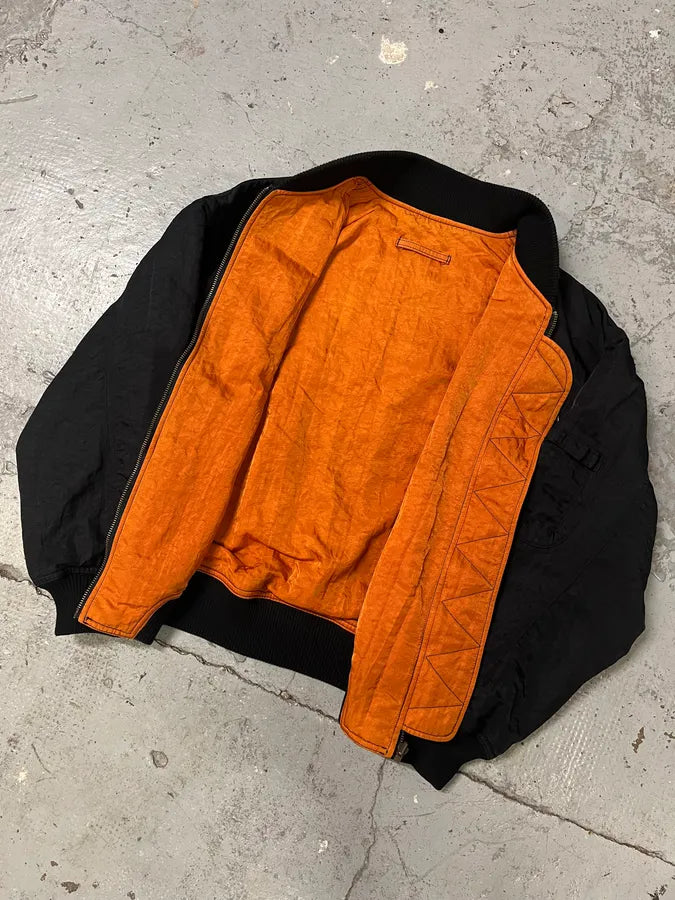 1980s Kansai Yamamoto Black & Orange Reversible Bomber Jacket (S/M) dkDulbz 5