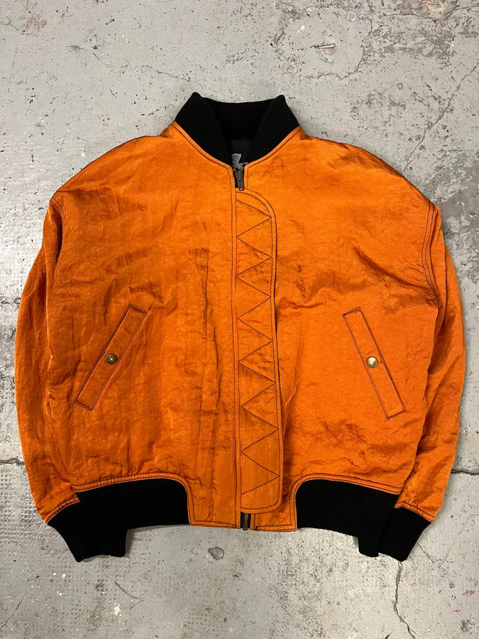 1980s Kansai Yamamoto Black & Orange Reversible Bomber Jacket (S/M) dkDulbz 6