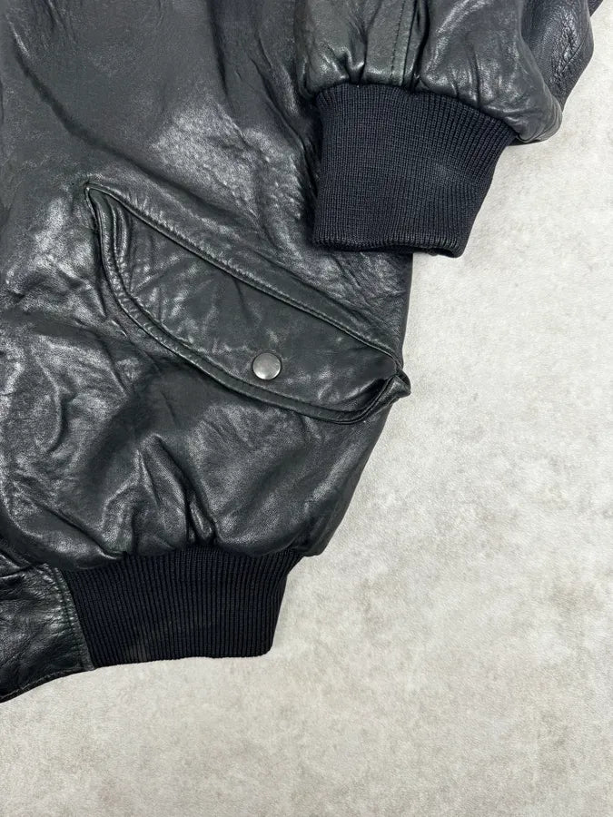 1980s Marithé + François Girbaud Black  Reversible Leather Bomber Jacket NrpLGyo 12