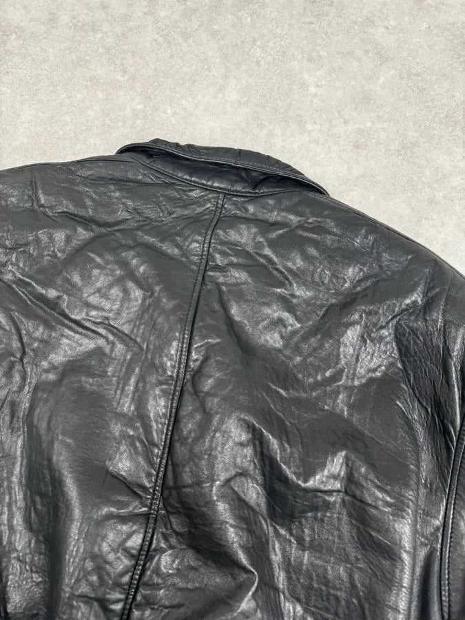 1980s Marithé + François Girbaud Black  Reversible Leather Bomber Jacket NrpLGyo 10
