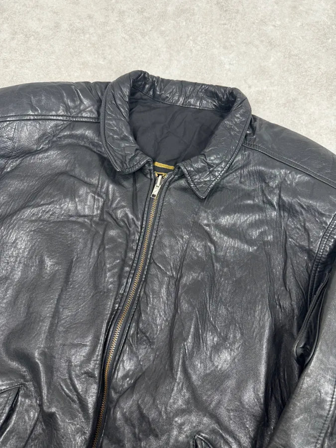 1980s Marithé + François Girbaud Black  Reversible Leather Bomber Jacket NrpLGyo 8