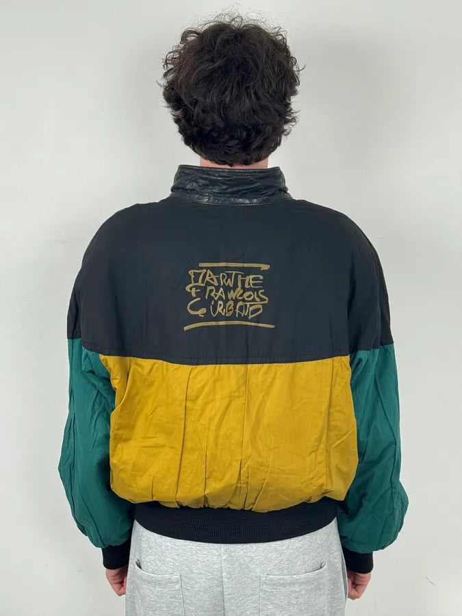 1980s Marithé + François Girbaud Black  Reversible Leather Bomber Jacket NrpLGyo 3