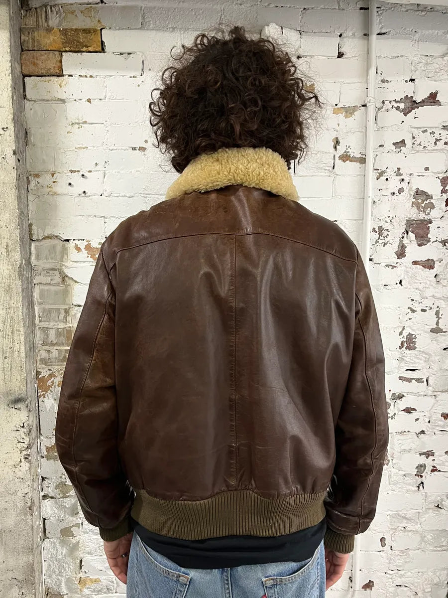 1980s Marithé + François Girbaud Compagnie des Montagnes Brown Shearling Leather Jacket FfssCad 2