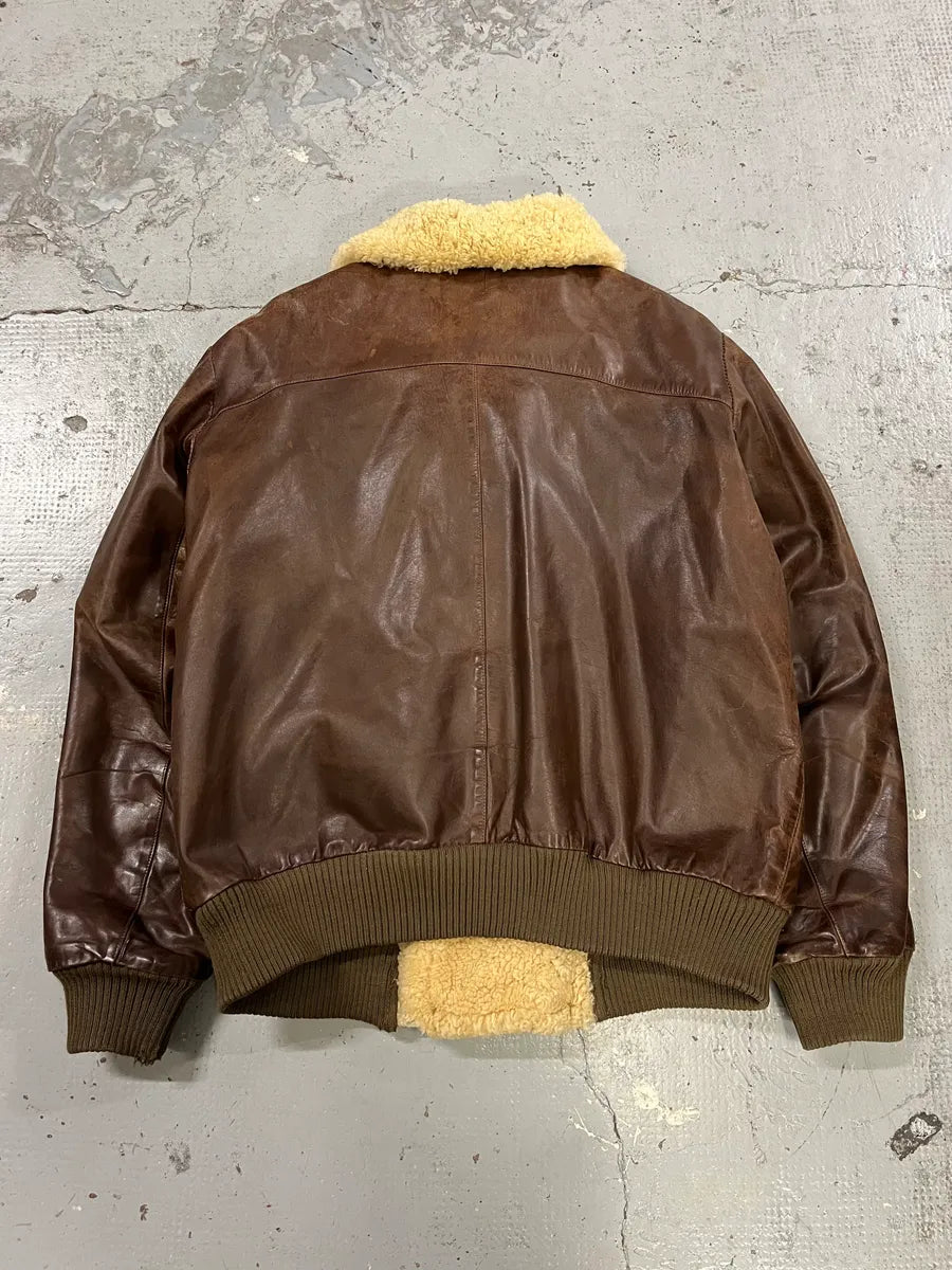 1980s Marithé + François Girbaud Compagnie des Montagnes Brown Shearling Leather Jacket FfssCad 5