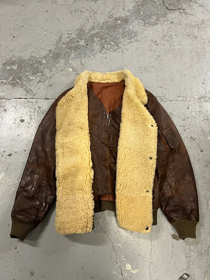 1980s Marithé + François Girbaud Compagnie des Montagnes Brown Shearling Leather Jacket FfssCad 6