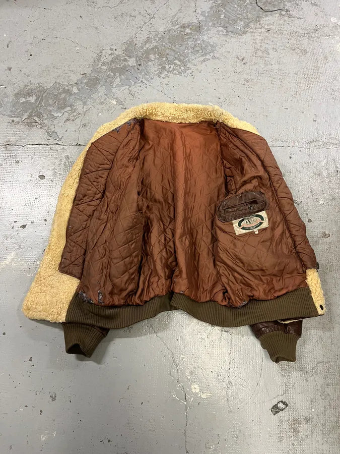 1980s Marithé + François Girbaud Compagnie des Montagnes Brown Shearling Leather Jacket FfssCad 7