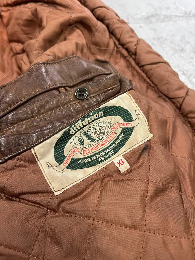 1980s Marithé + François Girbaud Compagnie des Montagnes Brown Shearling Leather Jacket FfssCad 8
