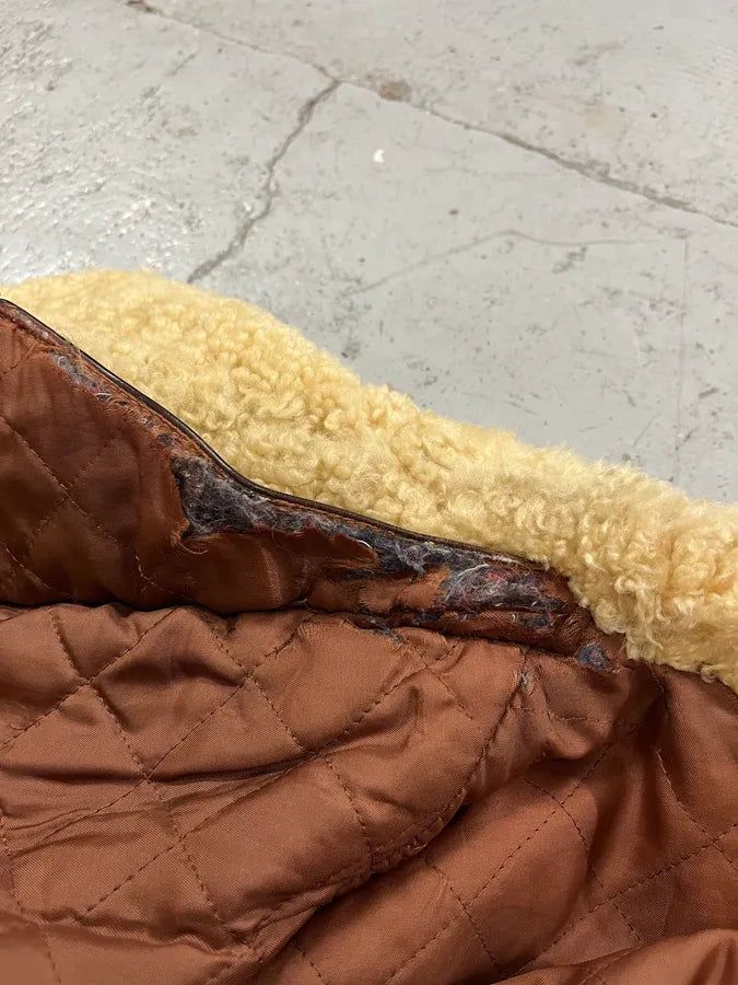 1980s Marithé + François Girbaud Compagnie des Montagnes Brown Shearling Leather Jacket FfssCad 9