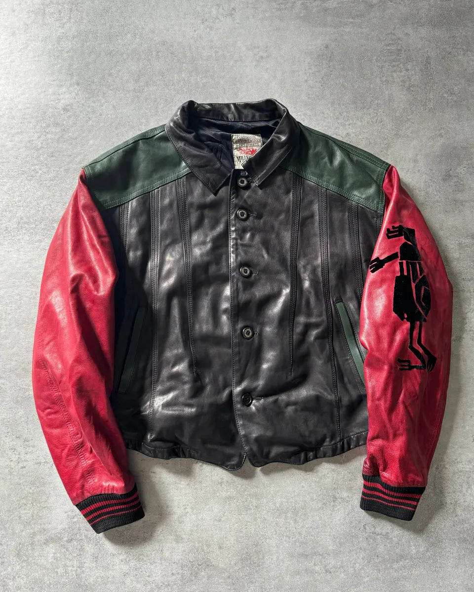 1980s Marithé + François Girbaud x Compagnie des Montagnes Leather Bomber Jacket nraWNkW 0
