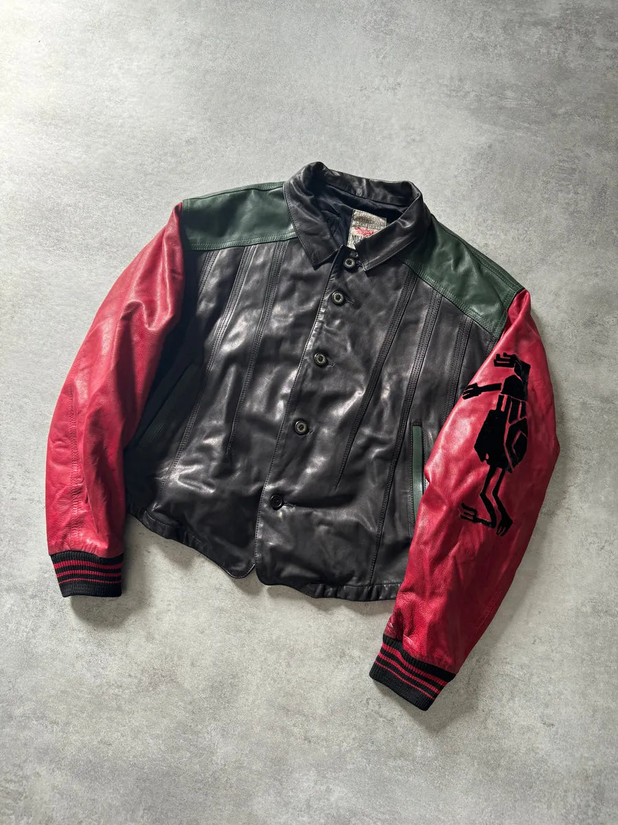 1980s Marithé + François Girbaud x Compagnie des Montagnes Leather Bomber Jacket nraWNkW 2