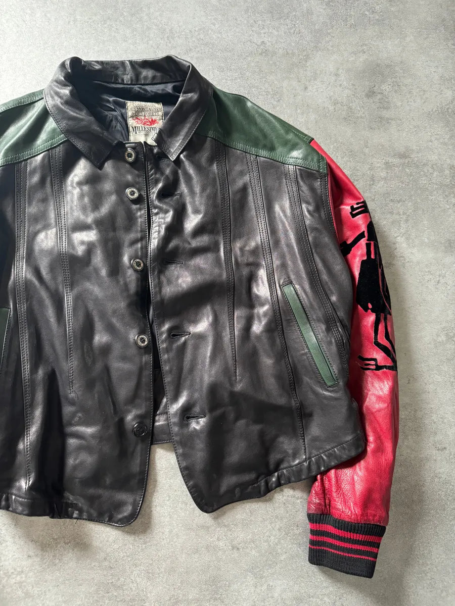 1980s Marithé + François Girbaud x Compagnie des Montagnes Leather Bomber Jacket nraWNkW 3