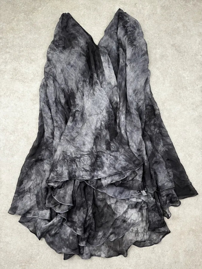 2000s Plein Sud Blue Grey Aqua Fringes Python & Silk Dress SaSMqvd 5